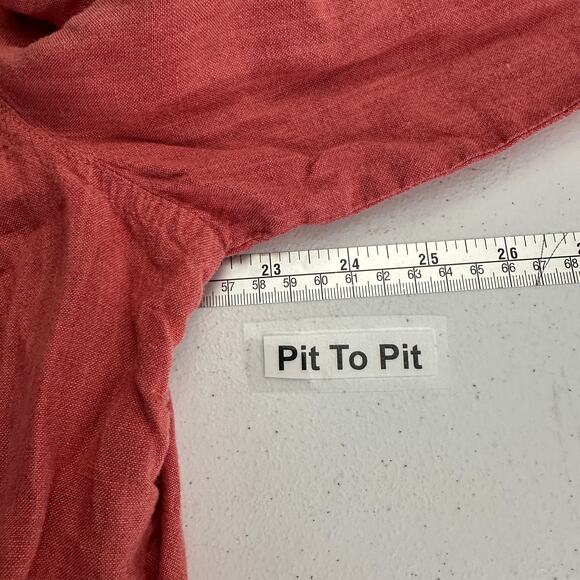 Linden Hill Womens Button Up Linen Top Size XL Coral Boxy Minimalist Classic - Picture 6 of 8